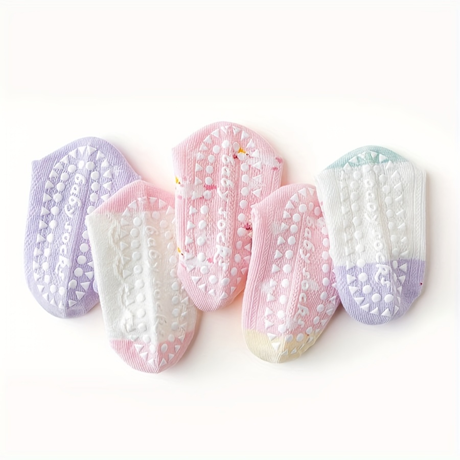 AliExpress 5 Pairs of Kidsren's Floor Socks with Lace Glue, Heart Unicorn Pattern, Boys and Girls, Baby Toddler Soft-Soled Shoes, Indoor Non-Slip Rainbow Pony Mid-Calf Socks, Suitable for Casual Daily Life, view 3