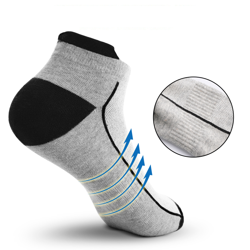 AliExpress 5 Pairs organic cotton men socks thin knit mesh ankle socks summer fitness breathable quick dry short sock for cycling Plus size, view 2