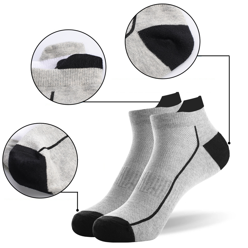 AliExpress 5 Pairs organic cotton men socks thin knit mesh ankle socks summer fitness breathable quick dry short sock for cycling Plus size, view 4