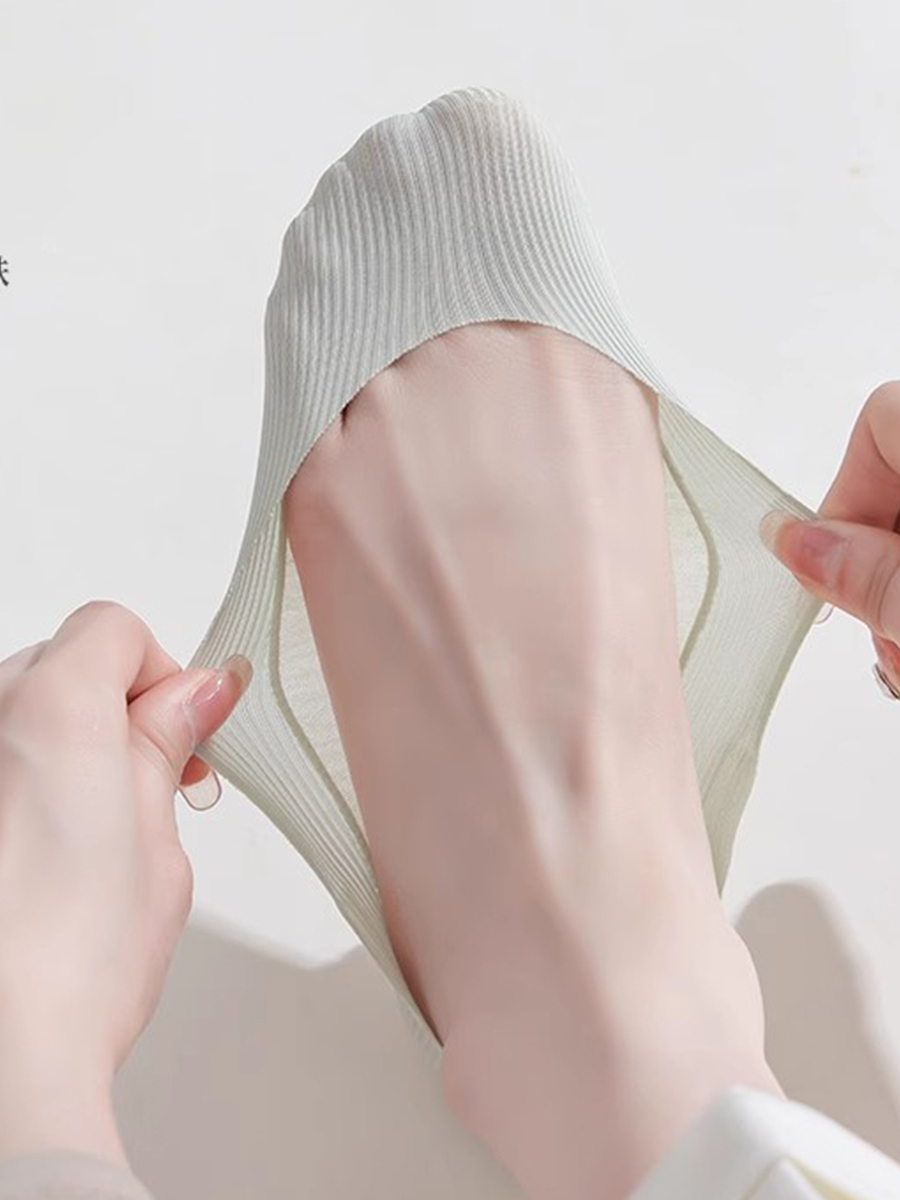 AliExpress 5 Pairs Socks Women's Summer Invisible Short Ankle Foot No-show Low Cut Silicone Non-slip Black Boat Socks, view 4