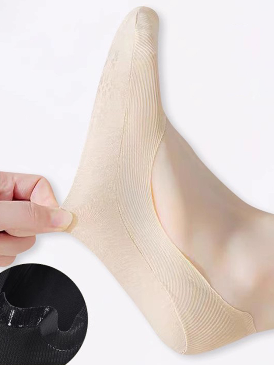 AliExpress 5 Pairs Socks Women's Summer Invisible Short Ankle Foot No-show Low Cut Silicone Non-slip Black Boat Socks, view 6