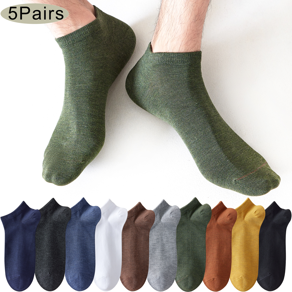AliExpress 5 Pairs Spring Summer Thin Men's Bamboo Fiber Socks Short High Quality New Casual Breatheable Anti-Bacterial Man Ankle Socks Men