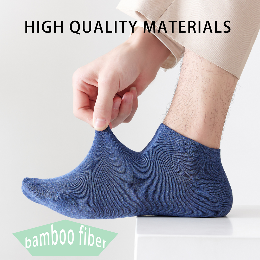 AliExpress 5 Pairs Spring Summer Thin Men's Bamboo Fiber Socks Short High Quality New Casual Breatheable Anti-Bacterial Man Ankle Socks Men, view 2
