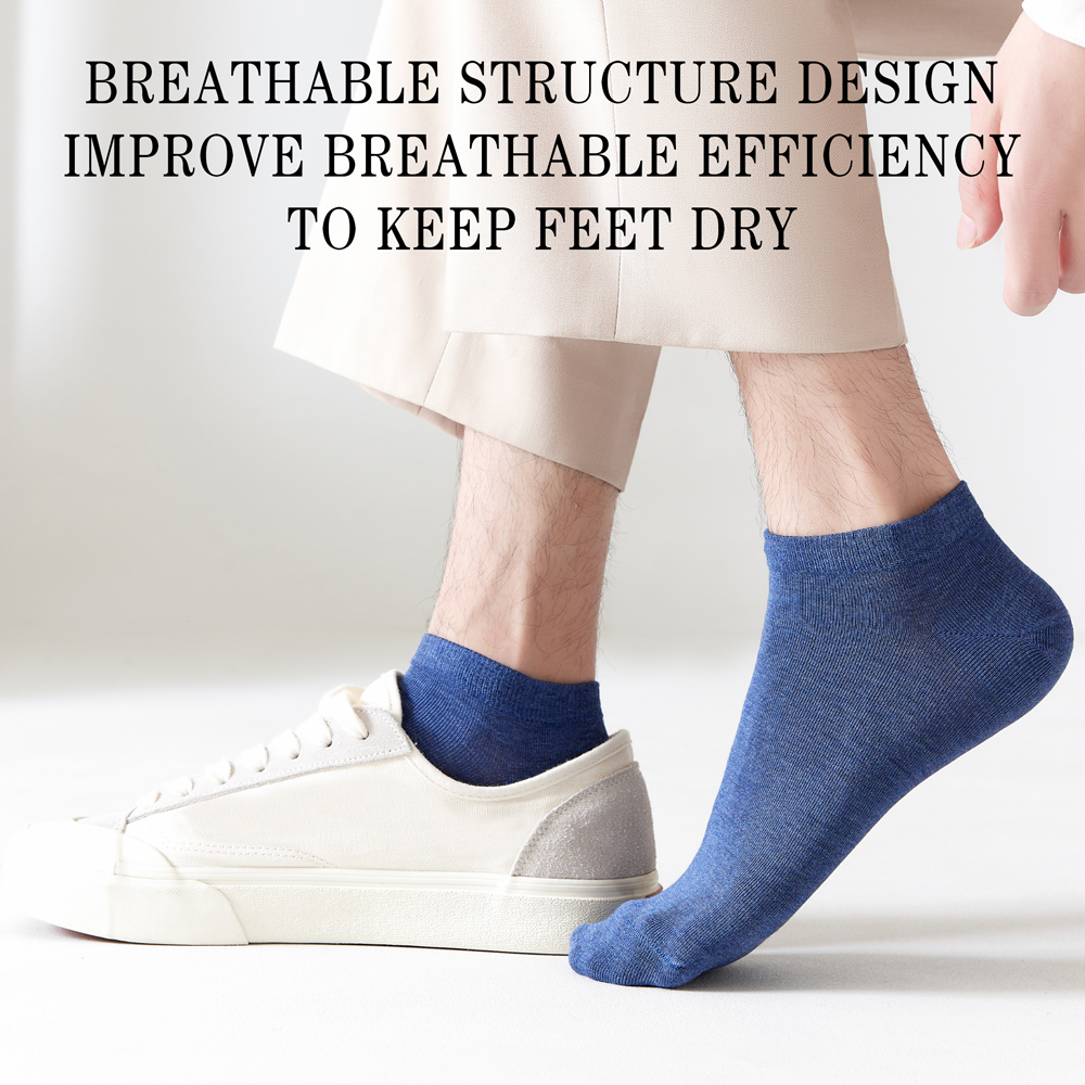 AliExpress 5 Pairs Spring Summer Thin Men's Bamboo Fiber Socks Short High Quality New Casual Breatheable Anti-Bacterial Man Ankle Socks Men, view 5