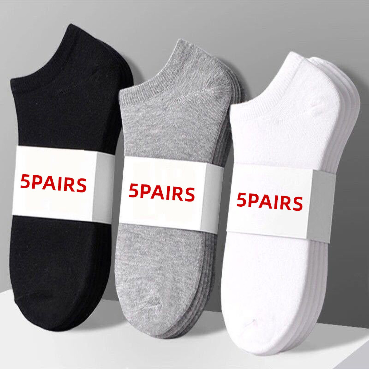 AliExpress 5 Pairs Unisex Casual Plain Color Boat Socks Thin Breathable Comfy Anti Odor Sweat-absorbing Low Cut Ankle Socks For Men Women
