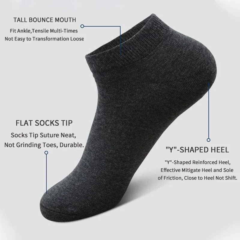 AliExpress 5 Pairs Unisex Casual Plain Color Boat Socks Thin Breathable Comfy Anti Odor Sweat-absorbing Low Cut Ankle Socks For Men Women, view 2