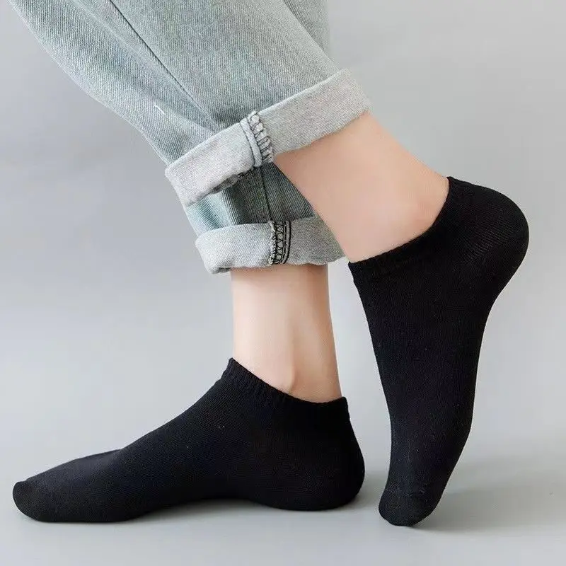 AliExpress 5 Pairs Unisex Casual Plain Color Boat Socks Thin Breathable Comfy Anti Odor Sweat-absorbing Low Cut Ankle Socks For Men Women, view 4