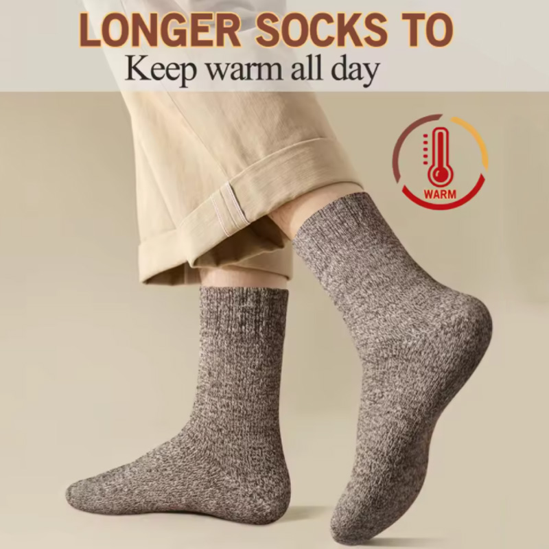 AliExpress 5 Pairs Winter Warm Men’s Socks Warm Male Women Socks Super Thicker Solid Socks Merino Wool Socks Against Cold Snow Terry Socks, view 5