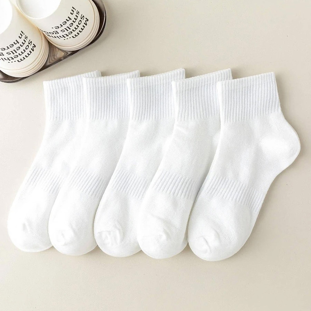 AliExpress 5 Pairs Women and Men Black & White Crew Athletic Socks Cushion Running Work Sports Socks Solid Casual Soft Breathable Socks