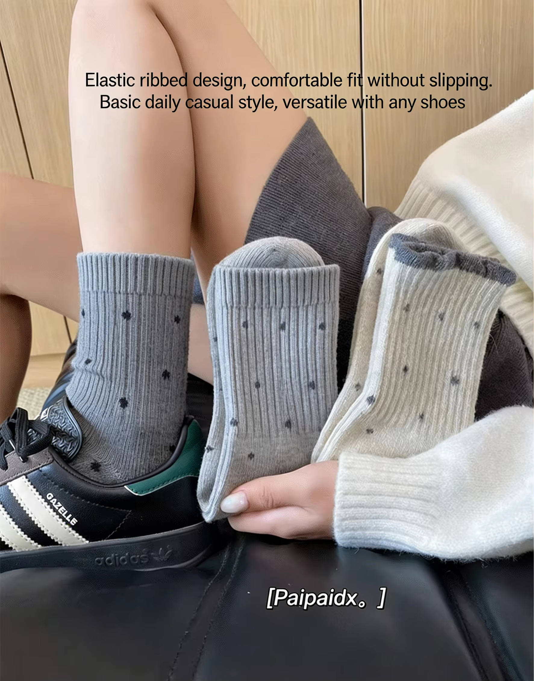 AliExpress 5 Pairs Women's Wave Dot Mid-Tube Velvet Socks Thick Insulation Warm Cozy Tube Socks for Spring Autumn Winter Multifunctional, view 4