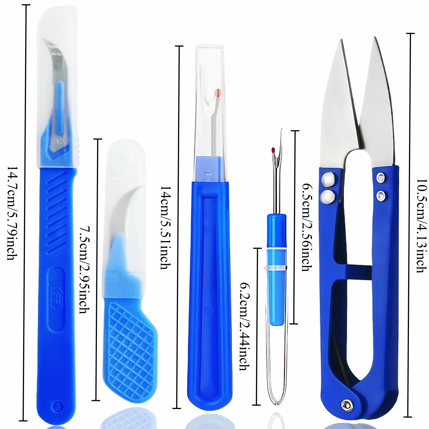 AliExpress 5 Pieces of Blue Sewing Tear Machine Kit, Including Thread Tear Machine, Suture Tear Machine, and Scissors for Removing Stitches, view 3