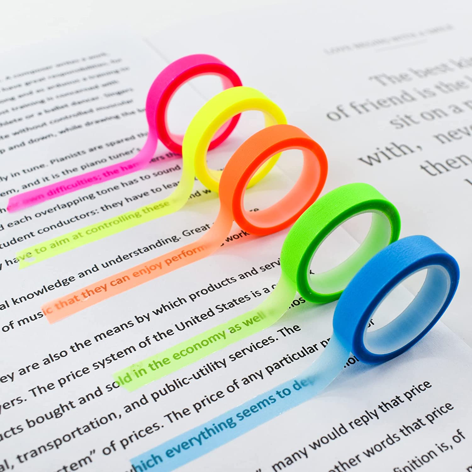 AliExpress 5 Roll 5 Colors Stickers Transparent Fluorescent Index Tabs Flags 5m Sticky Note Stationery Children Gift School Office Supplies