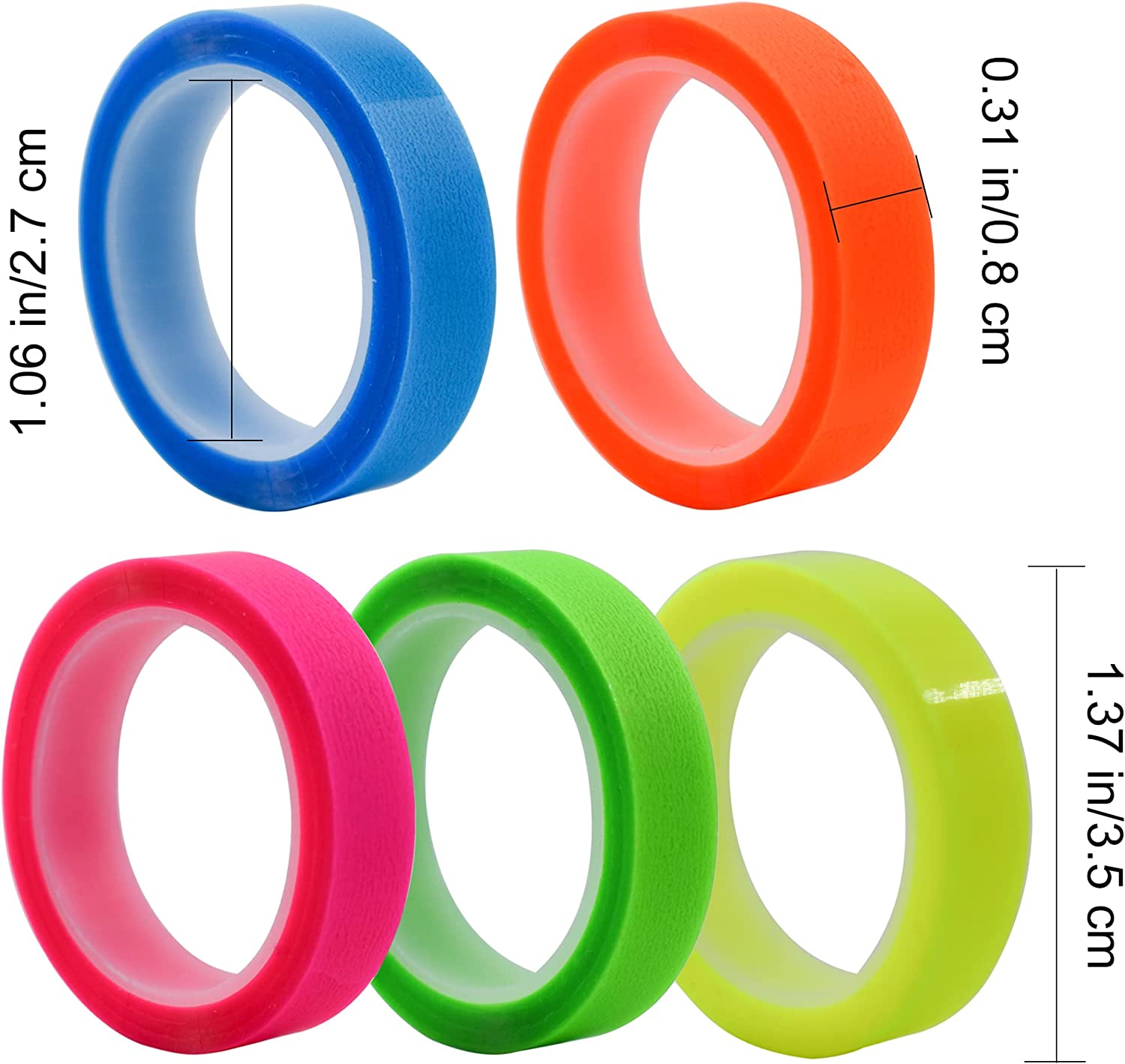 AliExpress 5 Roll 5 Colors Stickers Transparent Fluorescent Index Tabs Flags 5m Sticky Note Stationery Children Gift School Office Supplies, view 2