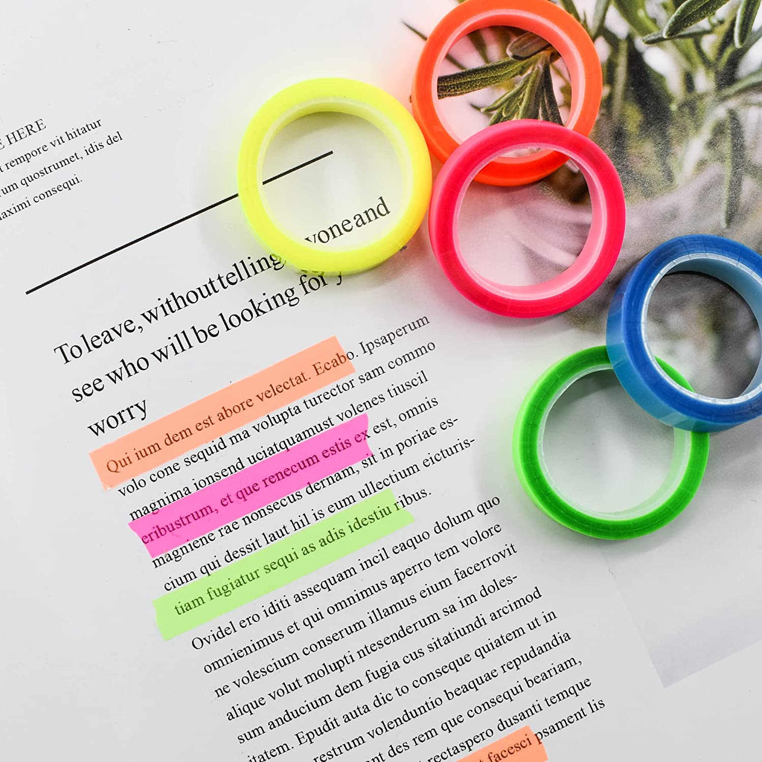 AliExpress 5 Roll 5 Colors Stickers Transparent Fluorescent Index Tabs Flags 5m Sticky Note Stationery Children Gift School Office Supplies, view 3