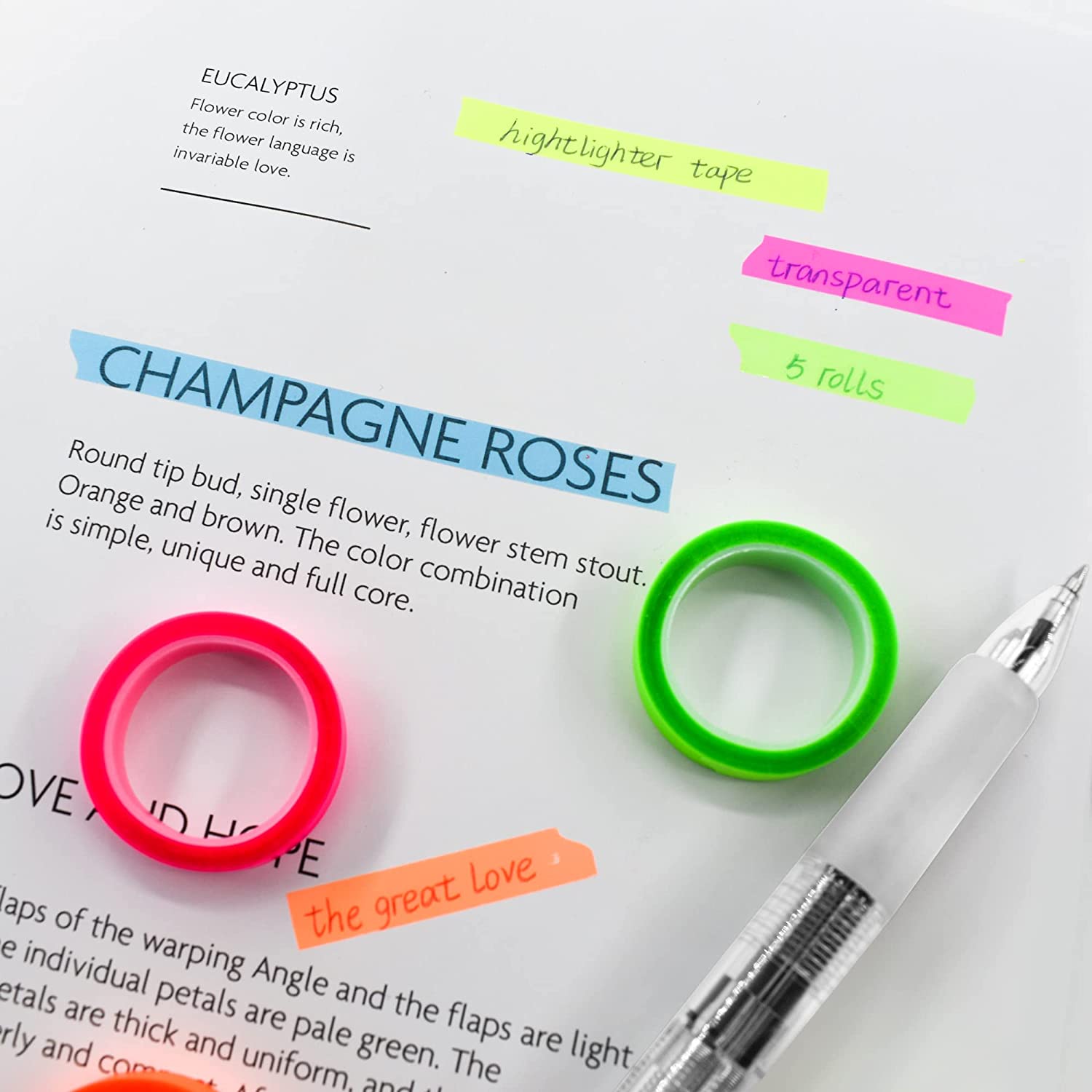 AliExpress 5 Roll 5 Colors Stickers Transparent Fluorescent Index Tabs Flags 5m Sticky Note Stationery Children Gift School Office Supplies, view 4