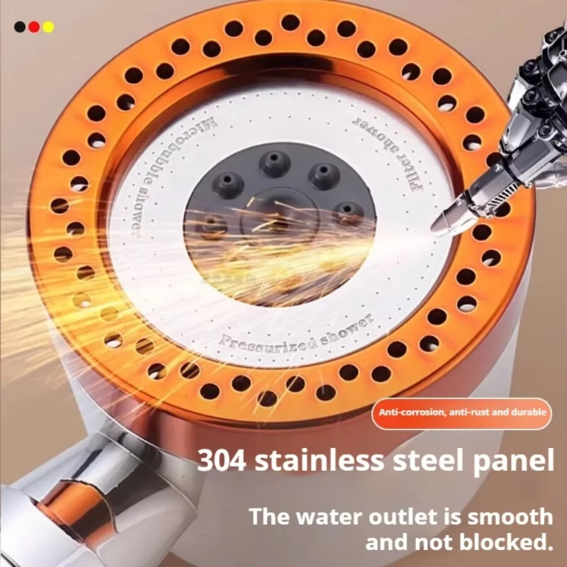 AliExpress 5 Spray ABS Portable Shower Head High Pressure Large Flow Spa Filtered Shower Heads with Stop Button Universal Bathroom Nozzle, view 2