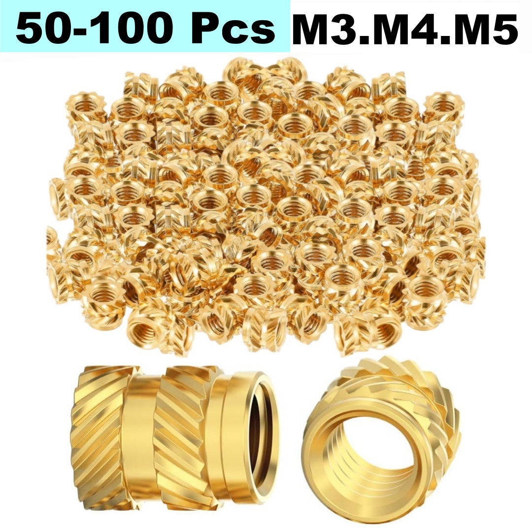 AliExpress 50/100 Pcs Heat Insert Embedment Nut M3 M4 M5 Threaded Knurled Brass Screw Nuts For 3D Printer Voron 2.4 And Others