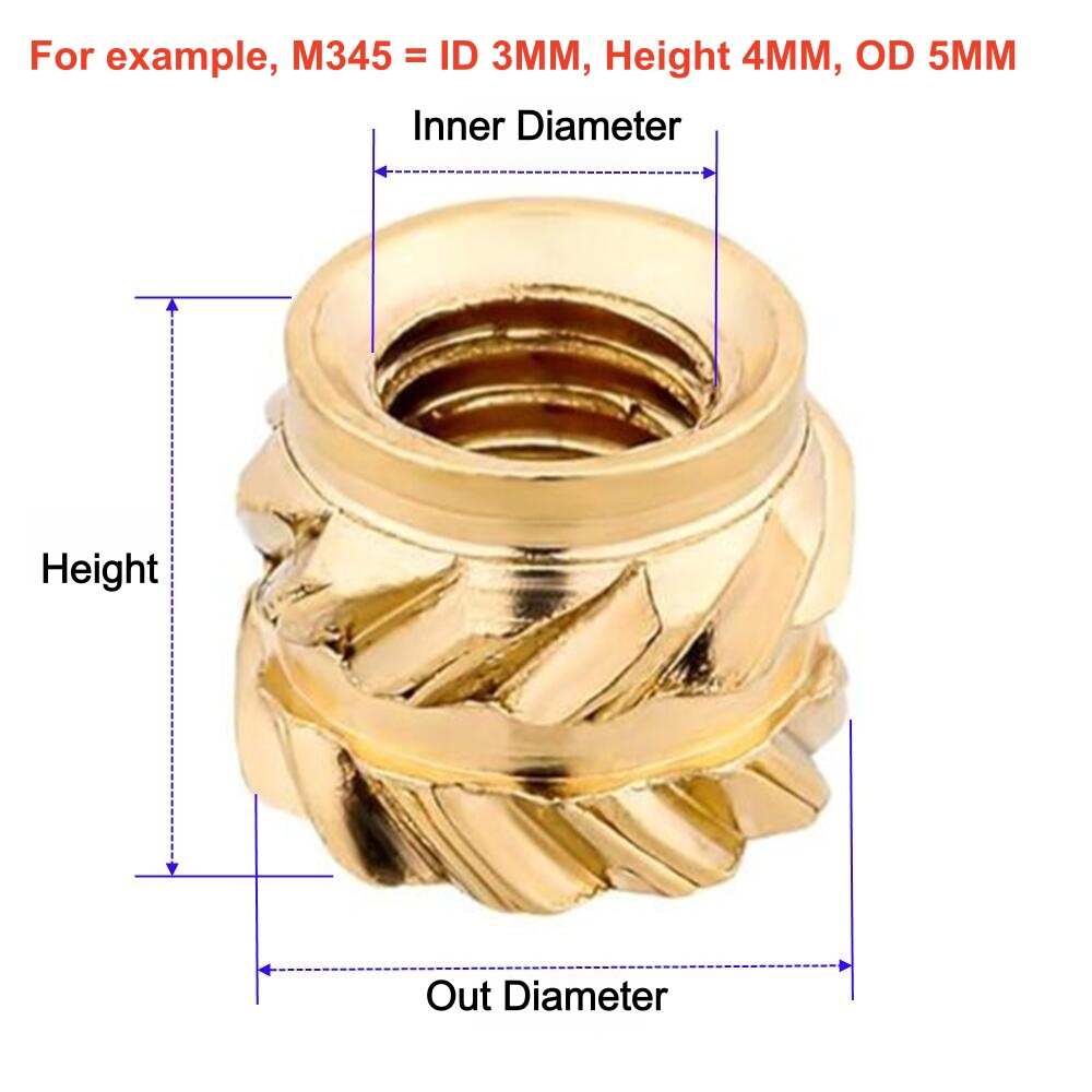 AliExpress 50/100 Pcs Heat Insert Embedment Nut M3 M4 M5 Threaded Knurled Brass Screw Nuts For 3D Printer Voron 2.4 And Others, view 2
