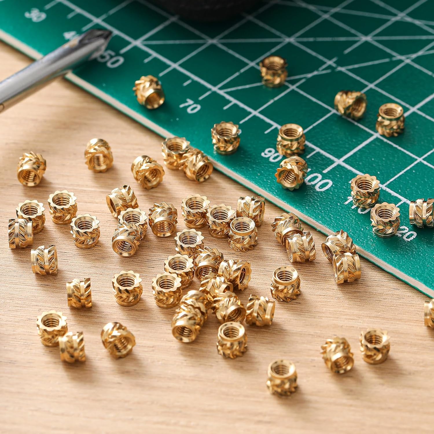 AliExpress 50/100 Pcs Heat Insert Embedment Nut M3 M4 M5 Threaded Knurled Brass Screw Nuts For 3D Printer Voron 2.4 And Others, view 3
