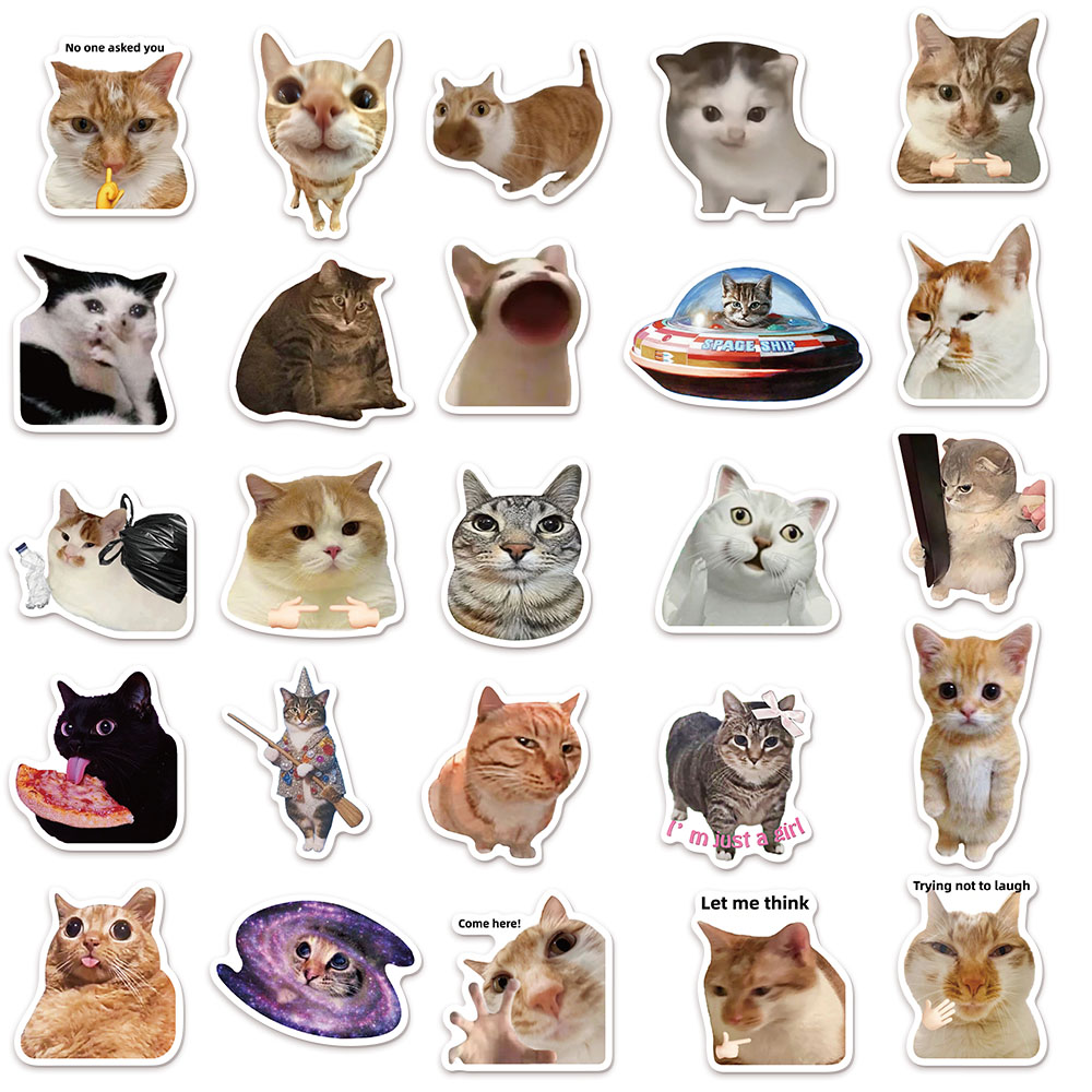 AliExpress 50/100PCS Creative Network Popular Cat Meme Collection Hand Account DIY Graffiti Stickers Water Cup Skateboard Stickers, view 4