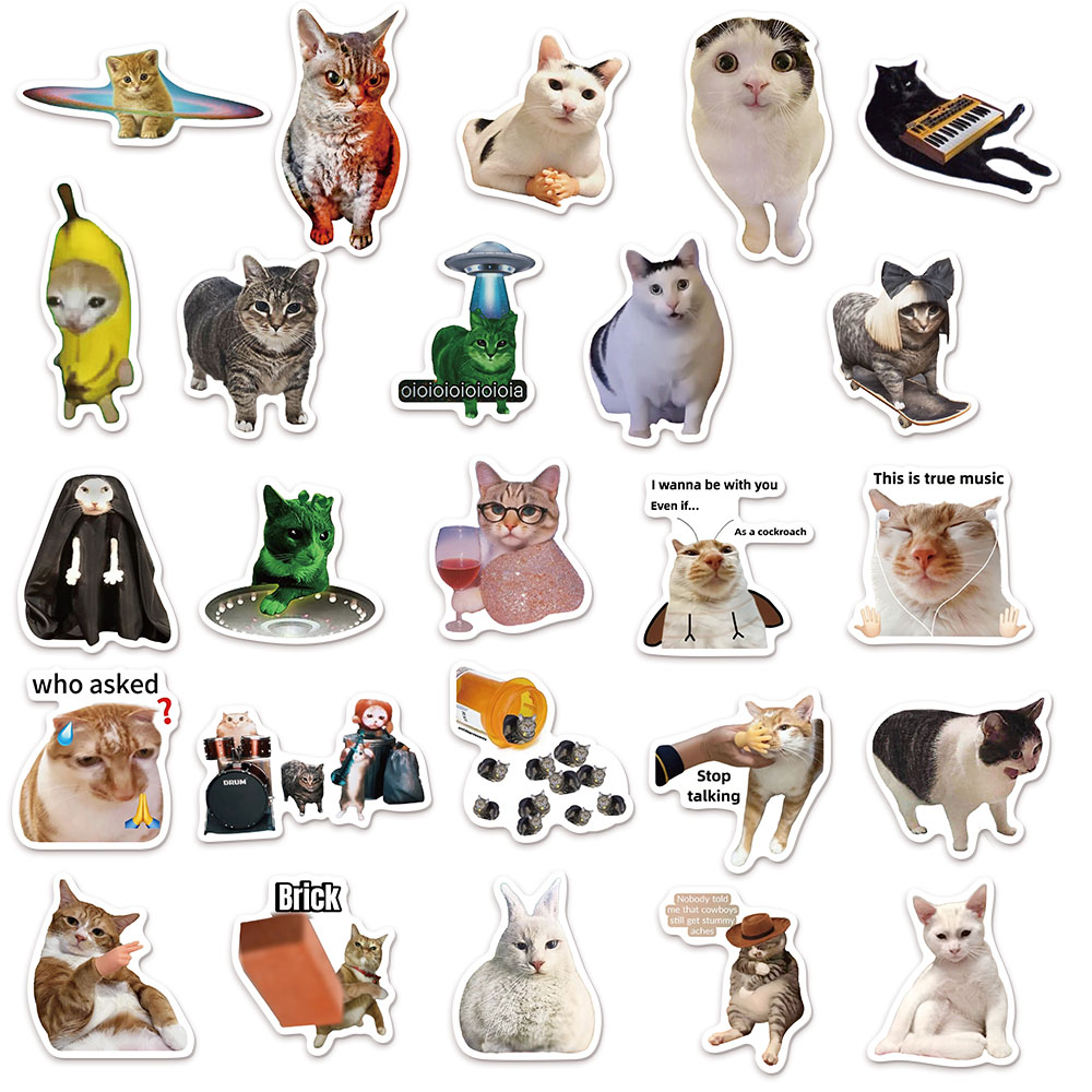 AliExpress 50/100PCS Creative Network Popular Cat Meme Collection Hand Account DIY Graffiti Stickers Water Cup Skateboard Stickers, view 5