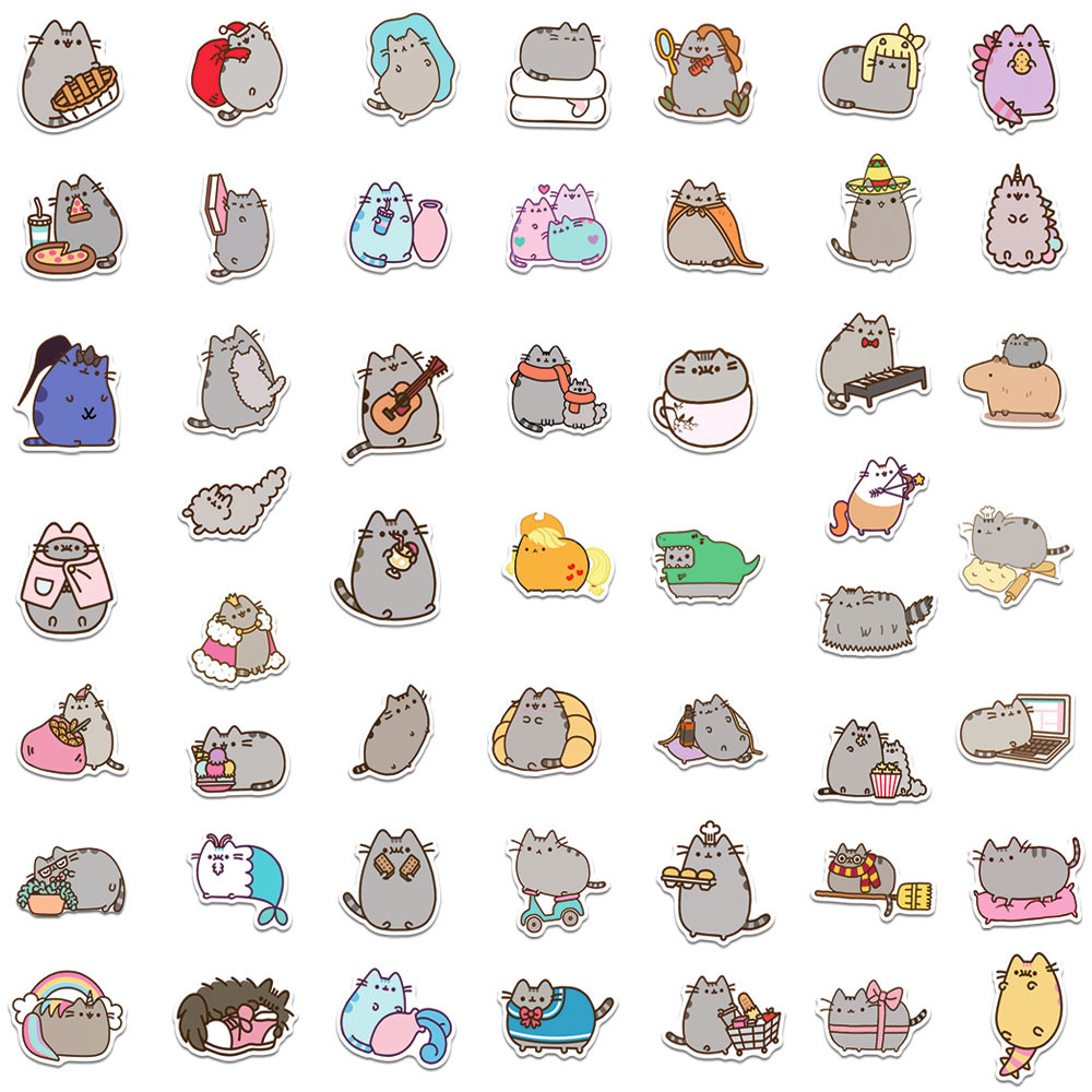 AliExpress 50/100Pcs Cute Chunky Cat Stickers for Stationery Laptop Waterproof Kawaii Cartoon Decoration Graffiti Decals Sticker Kids Gift, view 3