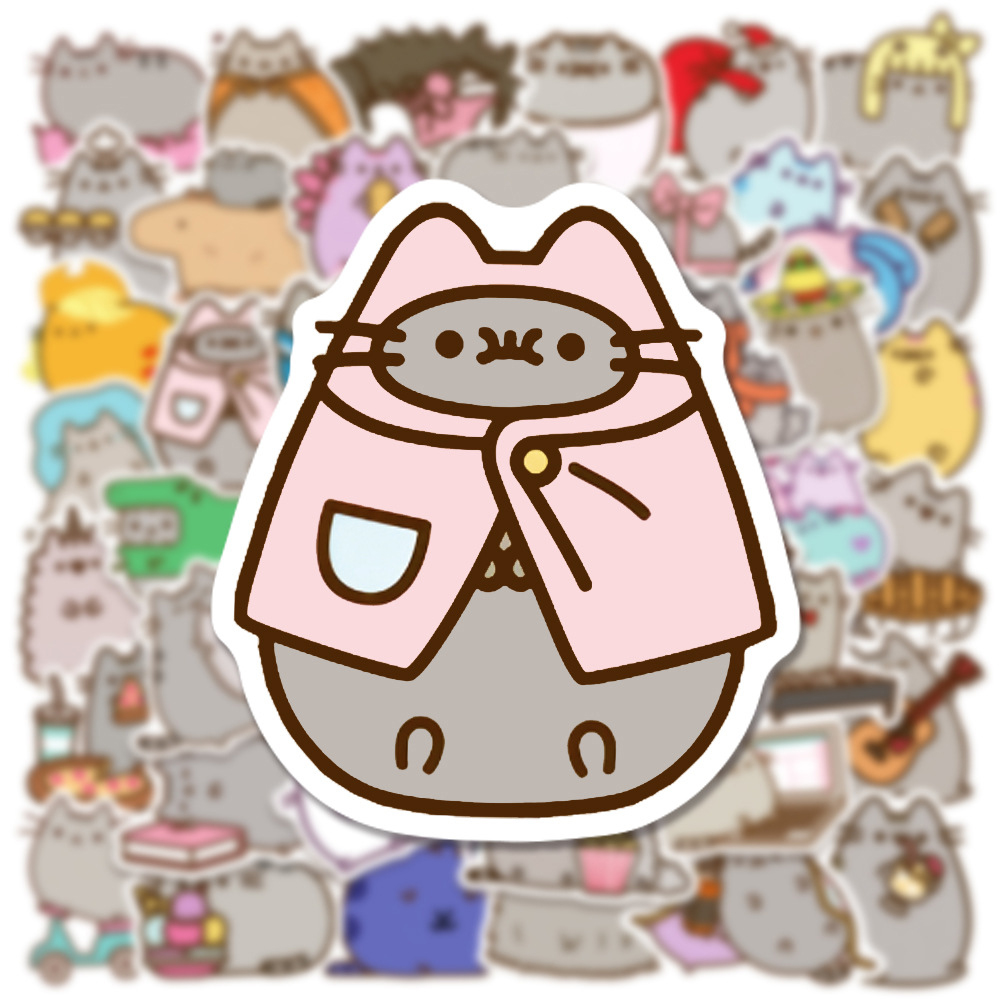AliExpress 50/100Pcs Cute Chunky Cat Stickers for Stationery Laptop Waterproof Kawaii Cartoon Decoration Graffiti Decals Sticker Kids Gift, view 6