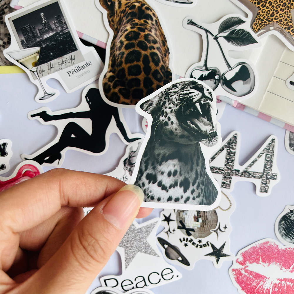 AliExpress 50/100Pcs Silver Lucky Girl Stickers Waterproof Cartoon Gift Decoration Scrapbook Laptop Luggage Water Cup Phone Case DIY Decal, view 3