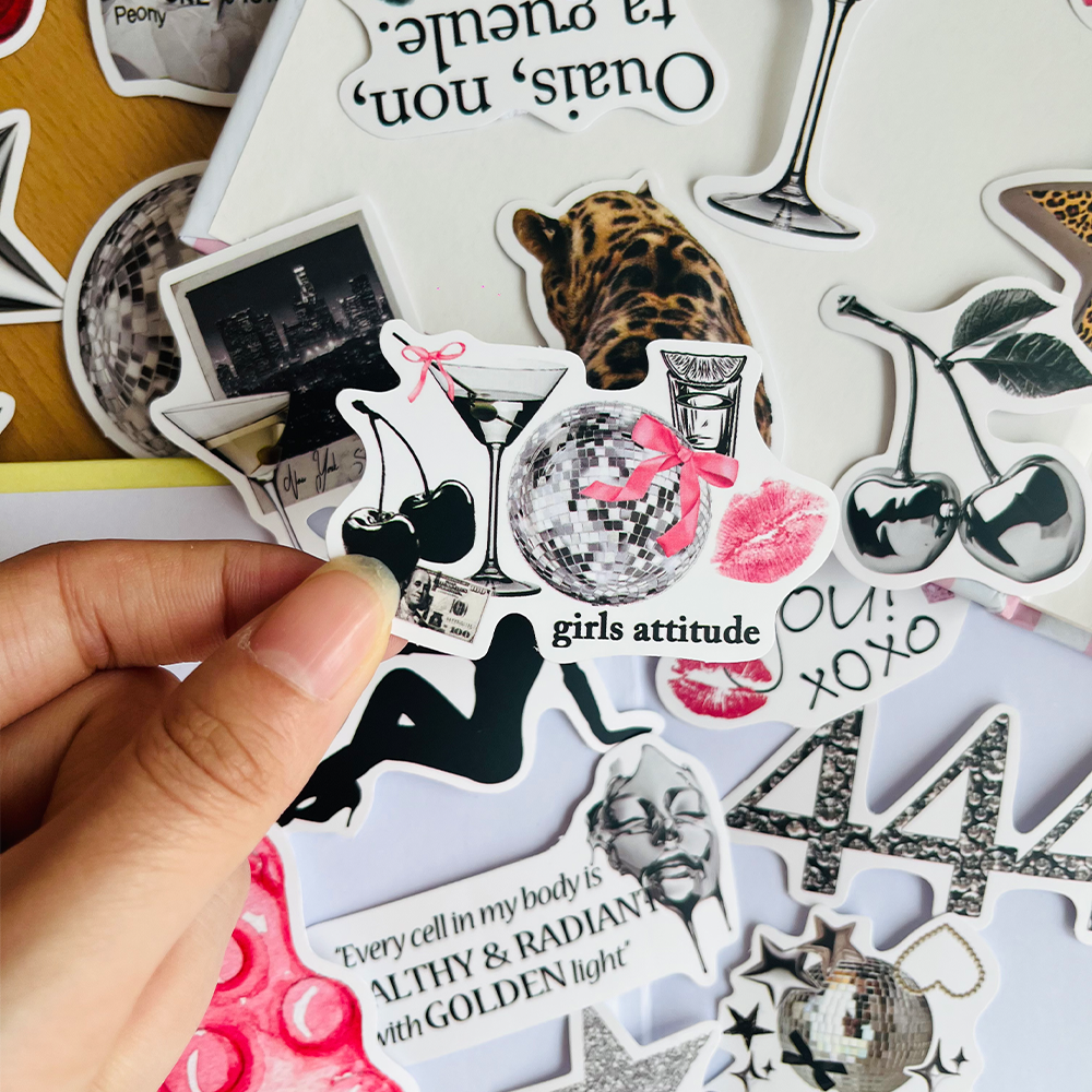 AliExpress 50/100Pcs Silver Lucky Girl Stickers Waterproof Cartoon Gift Decoration Scrapbook Laptop Luggage Water Cup Phone Case DIY Decal, view 4