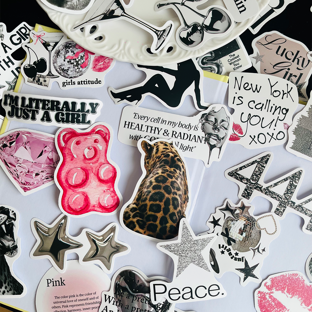 AliExpress 50/100Pcs Silver Lucky Girl Stickers Waterproof Cartoon Gift Decoration Scrapbook Laptop Luggage Water Cup Phone Case DIY Decal, view 5