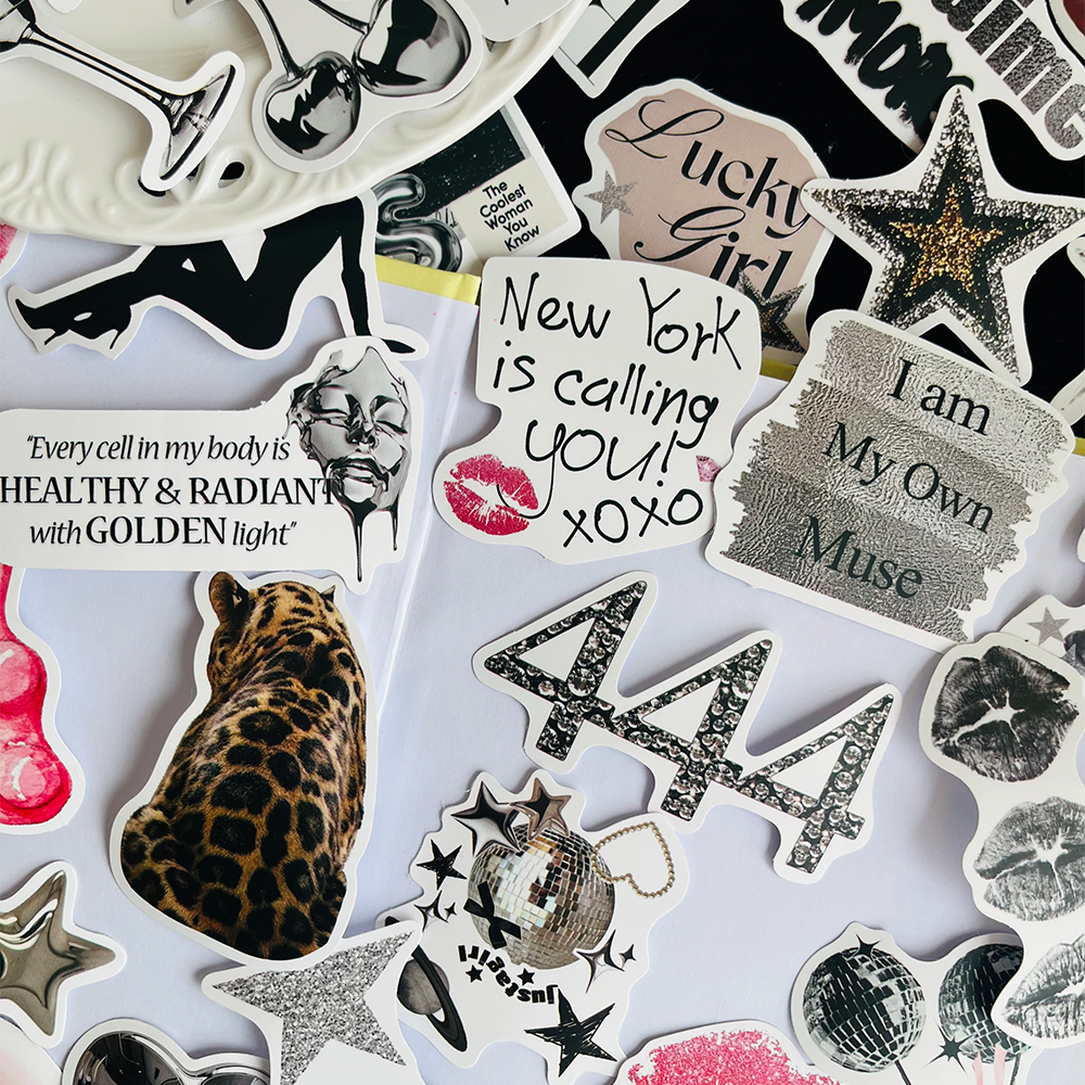 AliExpress 50/100Pcs Silver Lucky Girl Stickers Waterproof Cartoon Gift Decoration Scrapbook Laptop Luggage Water Cup Phone Case DIY Decal, view 6