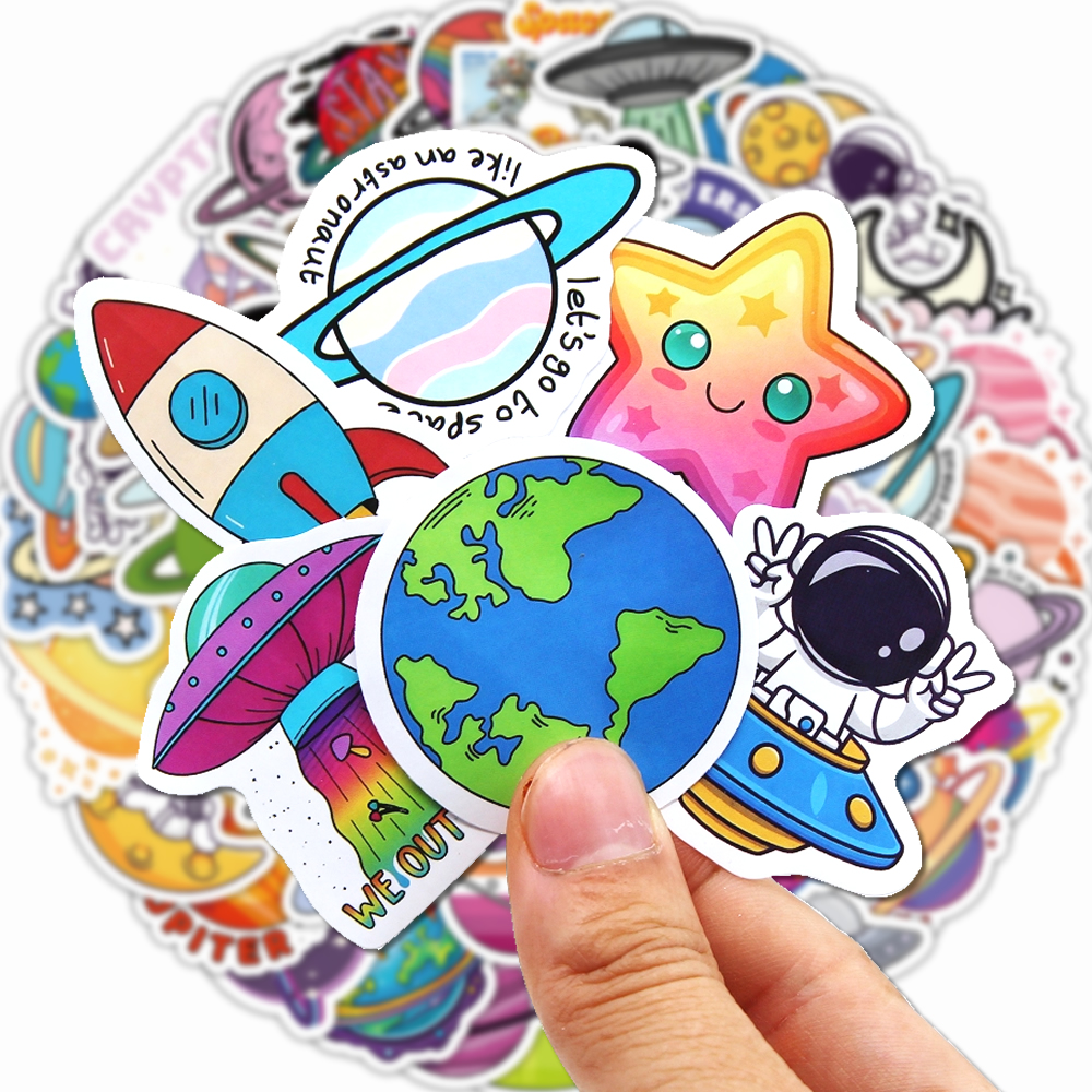AliExpress 50-300pcs Space Planet Astronaut Stickers Cartoon Cute Decals Stationery Guitar Phone Bicycle Laptop Luggage Car Graffiti