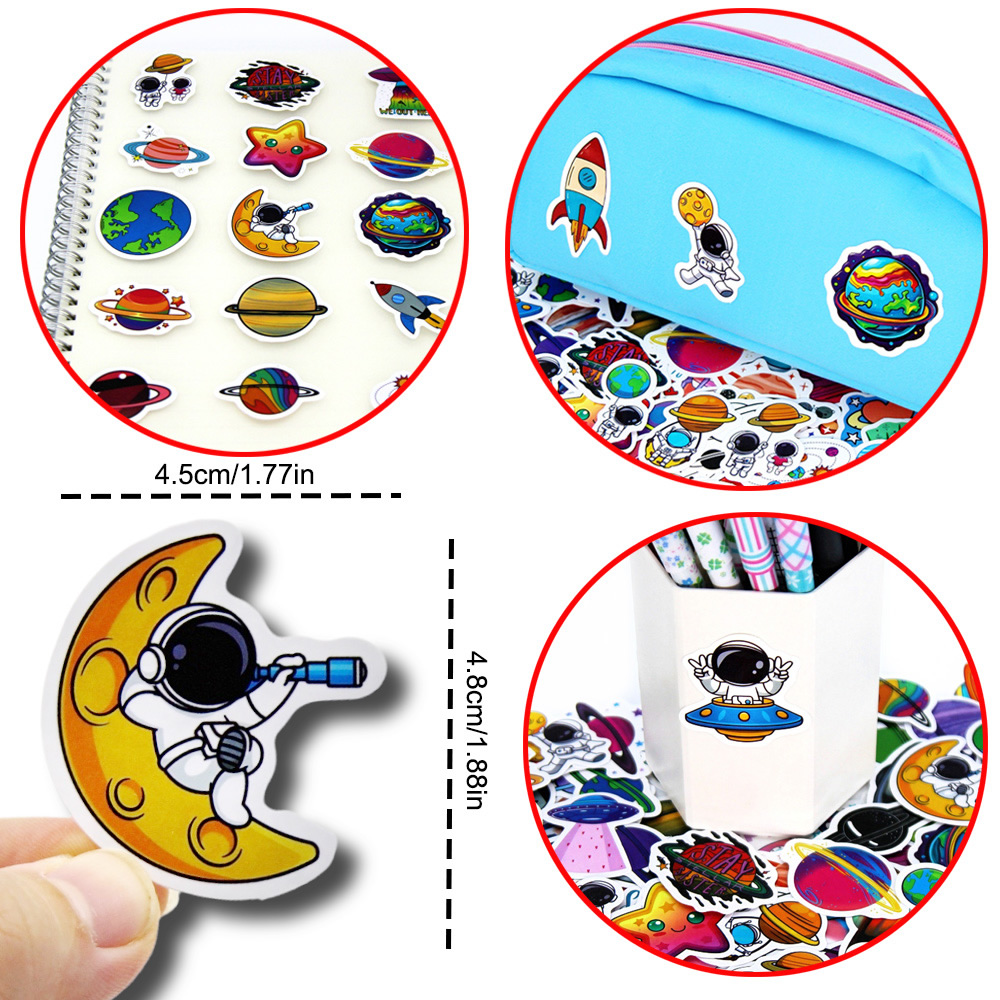 AliExpress 50-300pcs Space Planet Astronaut Stickers Cartoon Cute Decals Stationery Guitar Phone Bicycle Laptop Luggage Car Graffiti, view 2