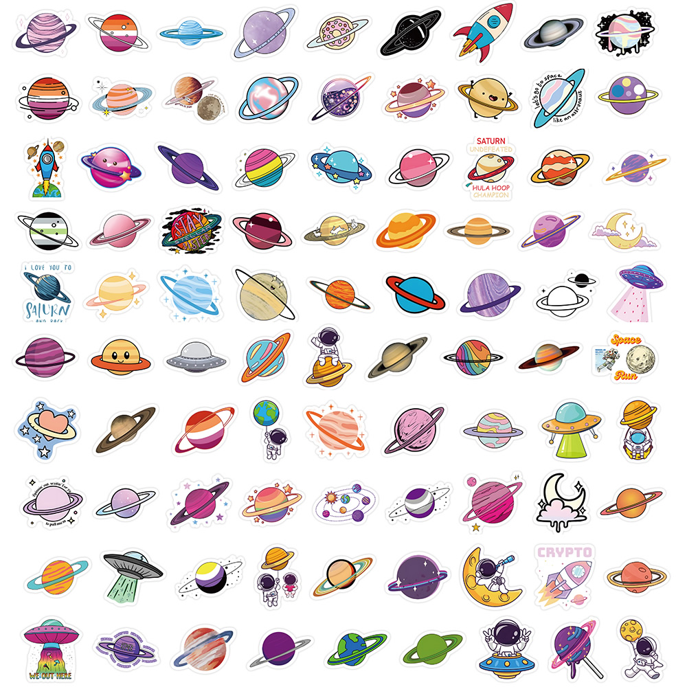 AliExpress 50-300pcs Space Planet Astronaut Stickers Cartoon Cute Decals Stationery Guitar Phone Bicycle Laptop Luggage Car Graffiti, view 4