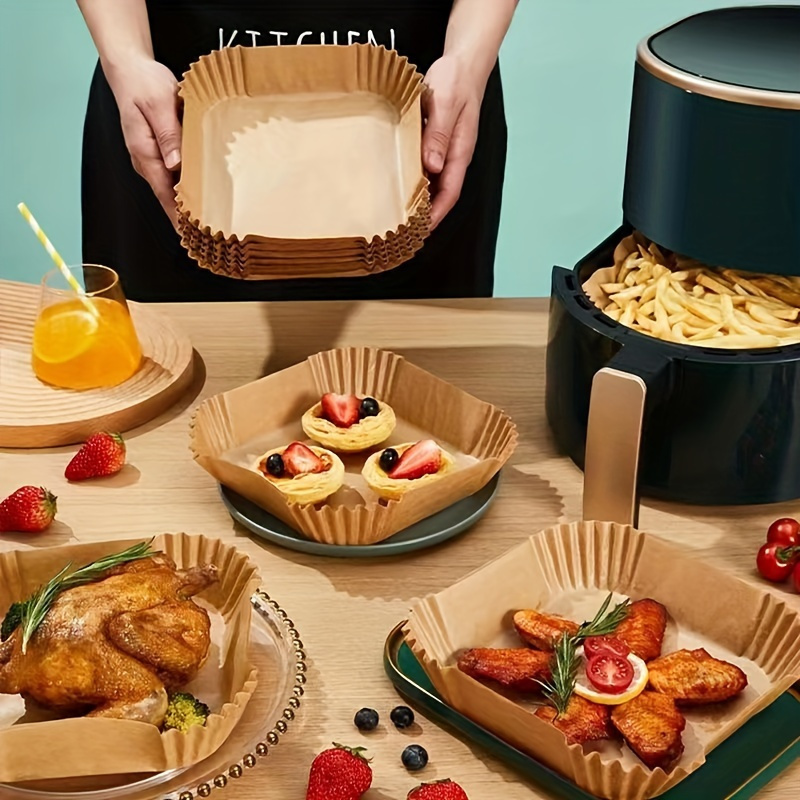 AliExpress 50 Packs of Non Stick Paper Lined with Air Fryer for Baking and Microwave Ovens Easy To Clean and Separate for Healthier Cooking, view 5