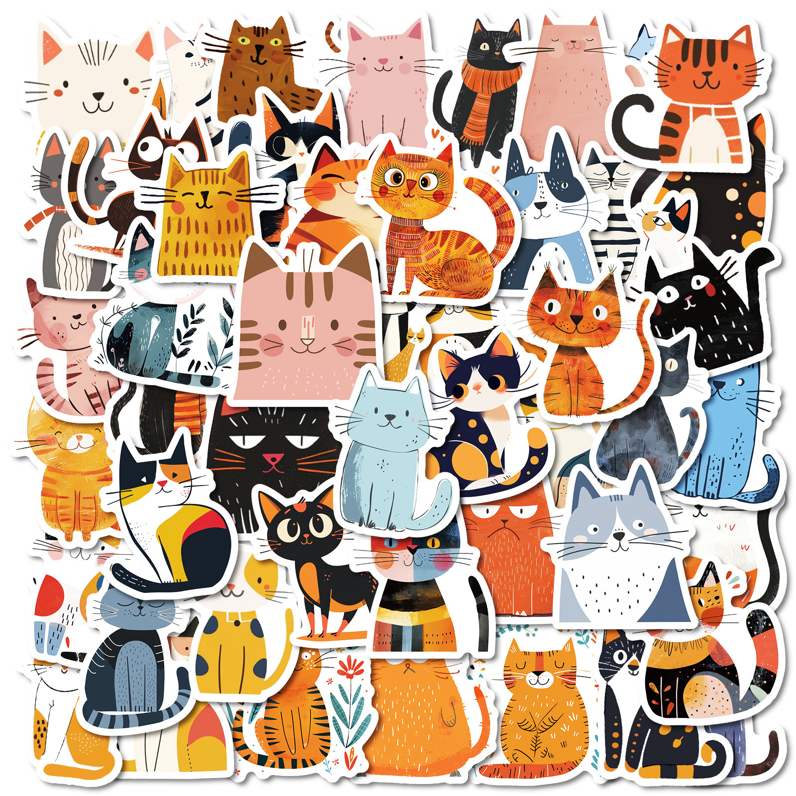 AliExpress 50 PCS Cartoon Cat Waterproof Stickers DIY Refrigerator Notebook Notebook Notebook Computer Water Cup Luggage Decoration