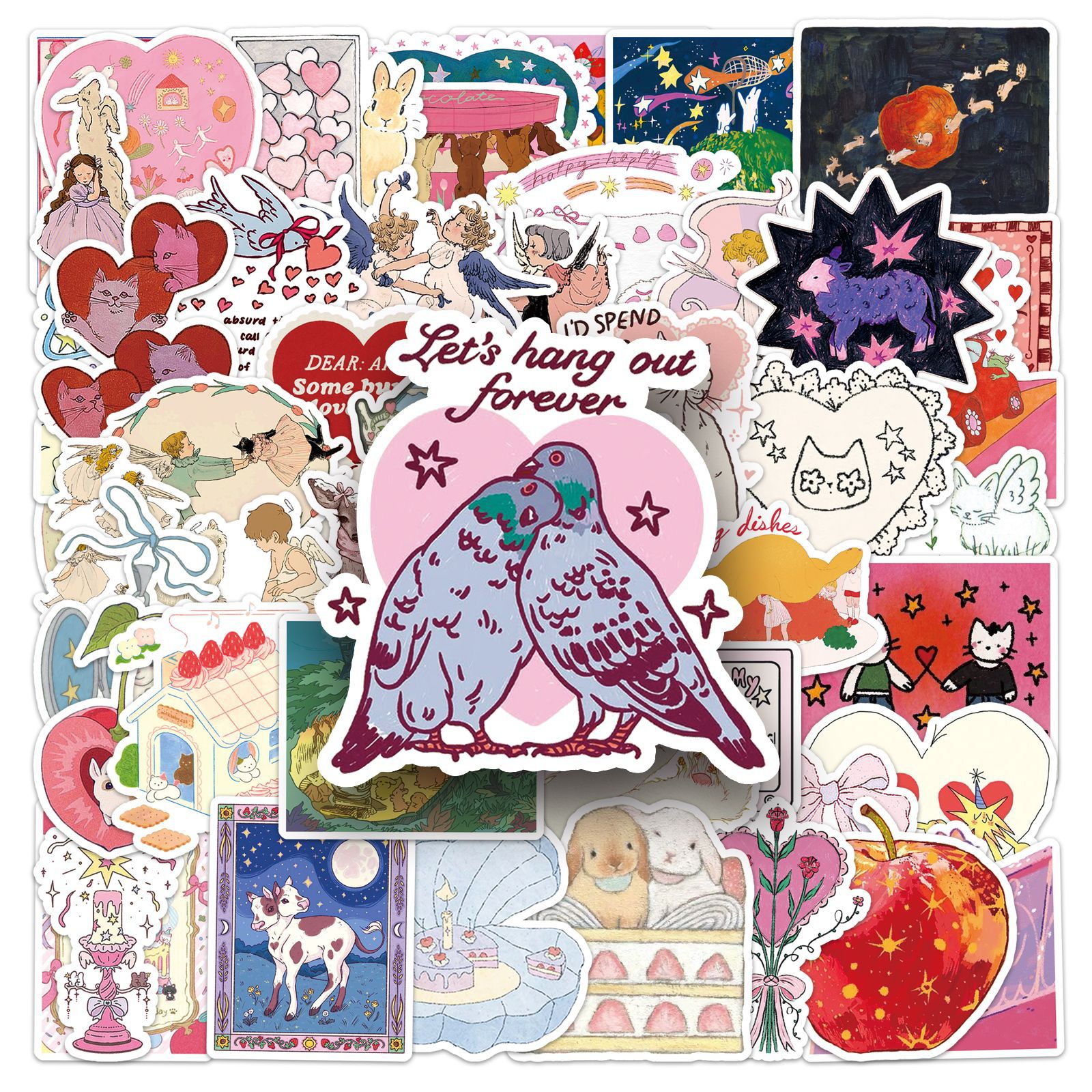 AliExpress 50 Pcs Fairy Tale Stickers - Cartoon Childlike Dreamy Cute Graffiti Decals for Journal Decor, Phone Case