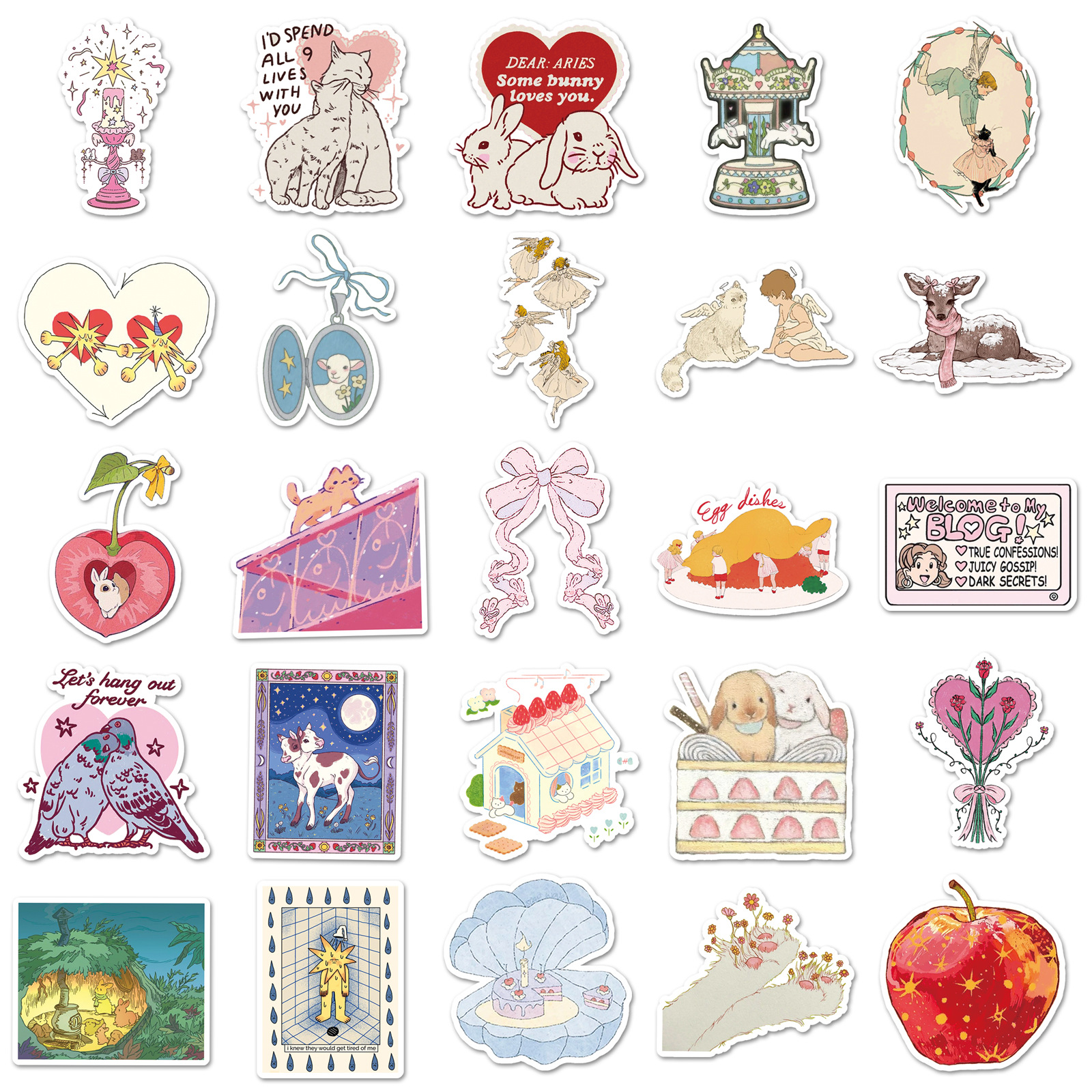 AliExpress 50 Pcs Fairy Tale Stickers - Cartoon Childlike Dreamy Cute Graffiti Decals for Journal Decor, Phone Case, view 2