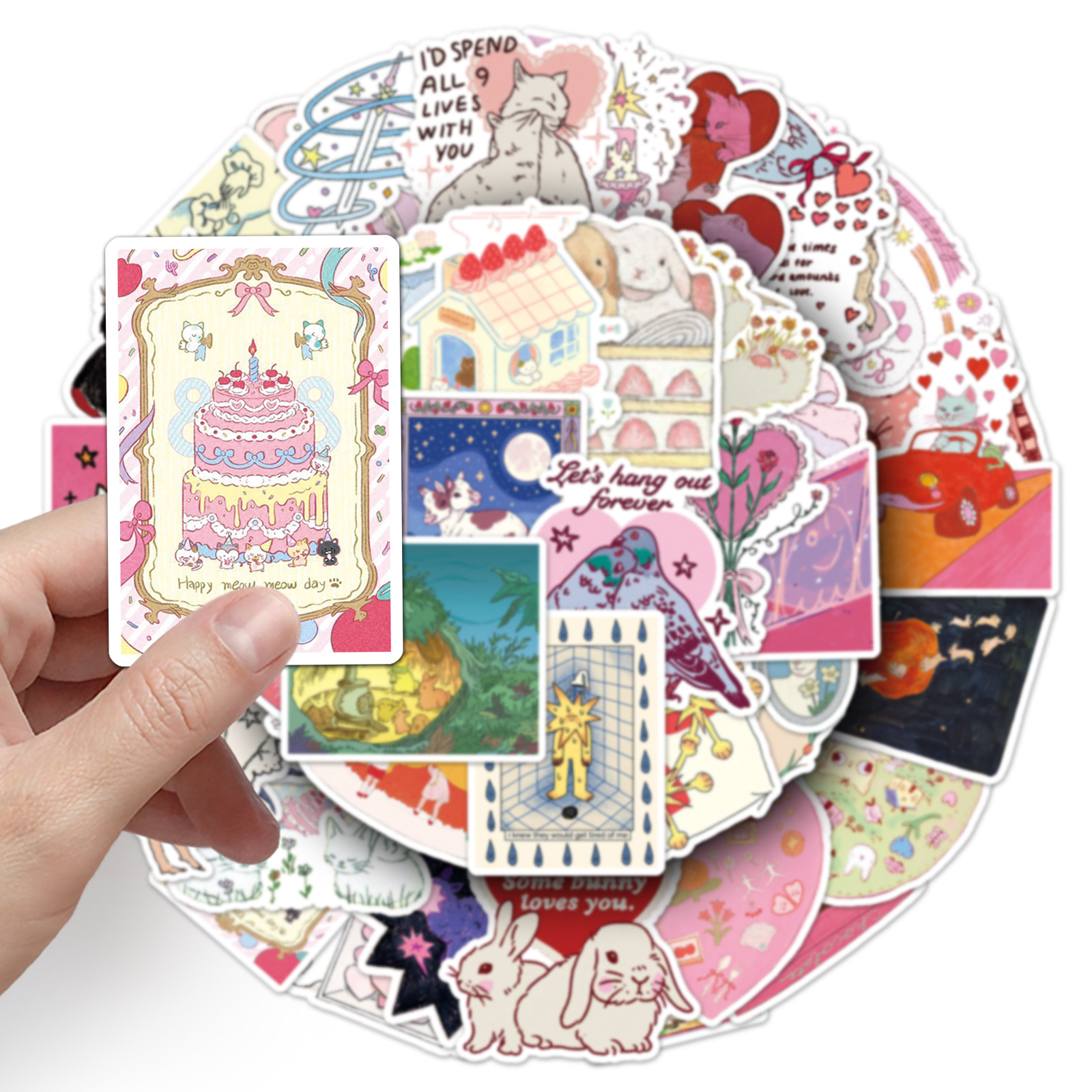 AliExpress 50 Pcs Fairy Tale Stickers - Cartoon Childlike Dreamy Cute Graffiti Decals for Journal Decor, Phone Case, view 4