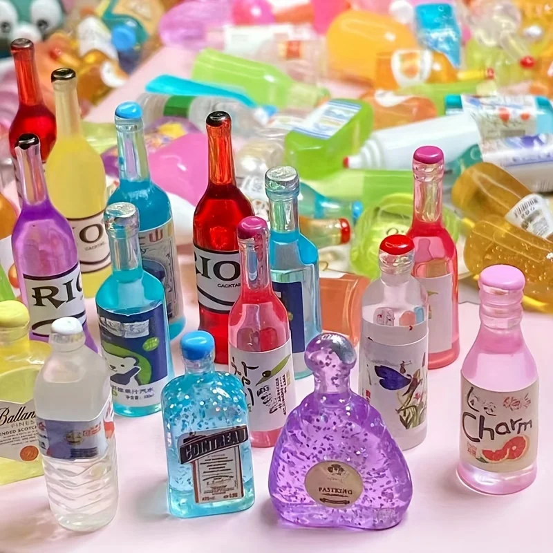 AliExpress 50 Pieces of Mini Drink Bottle Doll House Decoration, DIY Mobile Phone Case Wine Bottle Doll House Decoration, view 4