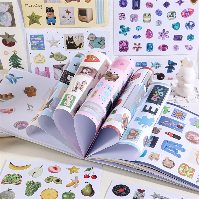 AliExpress 50 Sheets Retro Cartoon Sticker Book Paper Aesthetic Decals for Journaling Scrapbooking Laptop Water Bottle Planner Accessories, view 3