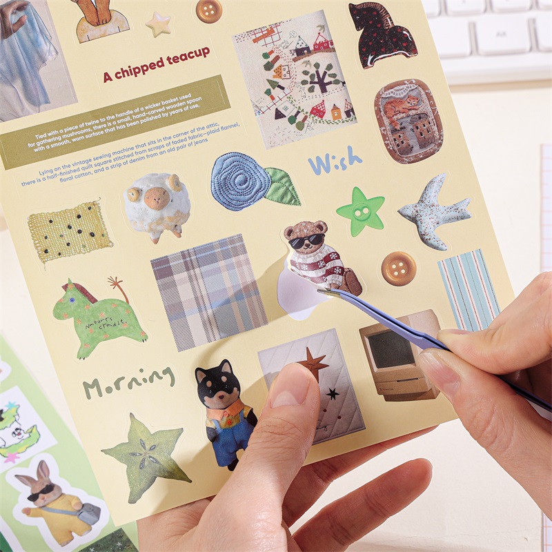 AliExpress 50 Sheets Retro Cartoon Sticker Book Paper Aesthetic Decals for Journaling Scrapbooking Laptop Water Bottle Planner Accessories, view 5