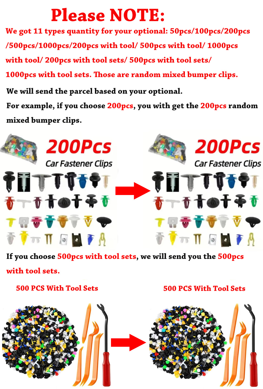 AliExpress 500/200/100Pcs 30 Kinds Universal Mixed Auto Fastener Car Bumper Clips Retainer Car Fastener Rivet Door Panel Liner for All Car, view 6