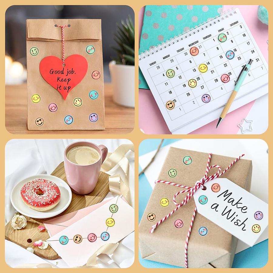 AliExpress 500 Pcs Colorful Round Face Stickers – Pastel Gradient Expressions, Self-Adhesive Matte Labels for Scrapbooking, Journals, view 5