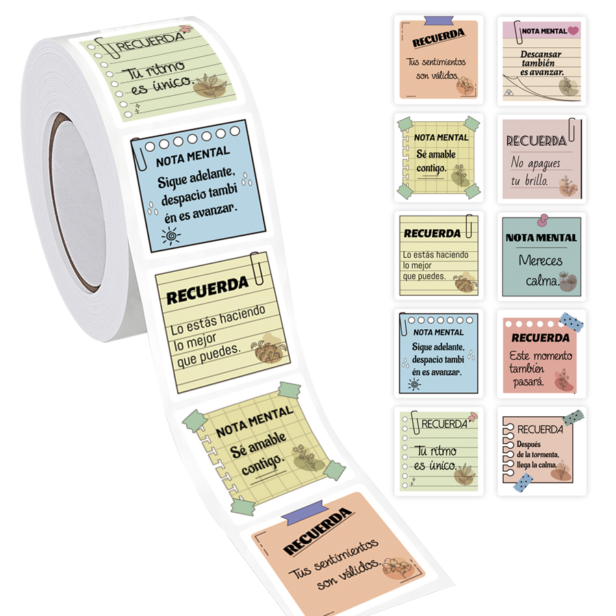 AliExpress 500 Pcs Spanish Mental Reminder Stickers Roll -Self-Adhesive Scrapbook Motivational Labels with Positive Quotes