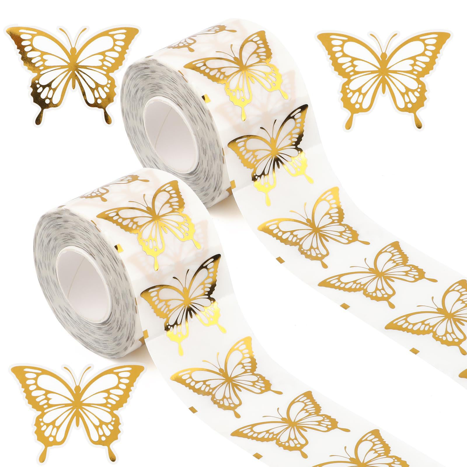AliExpress 500Pcs Gold Butterfly Stickers,Gold Foil Envelope Seals Stickers,Spring Butterfly Labels Stickers for Wedding Invitation,1 inch