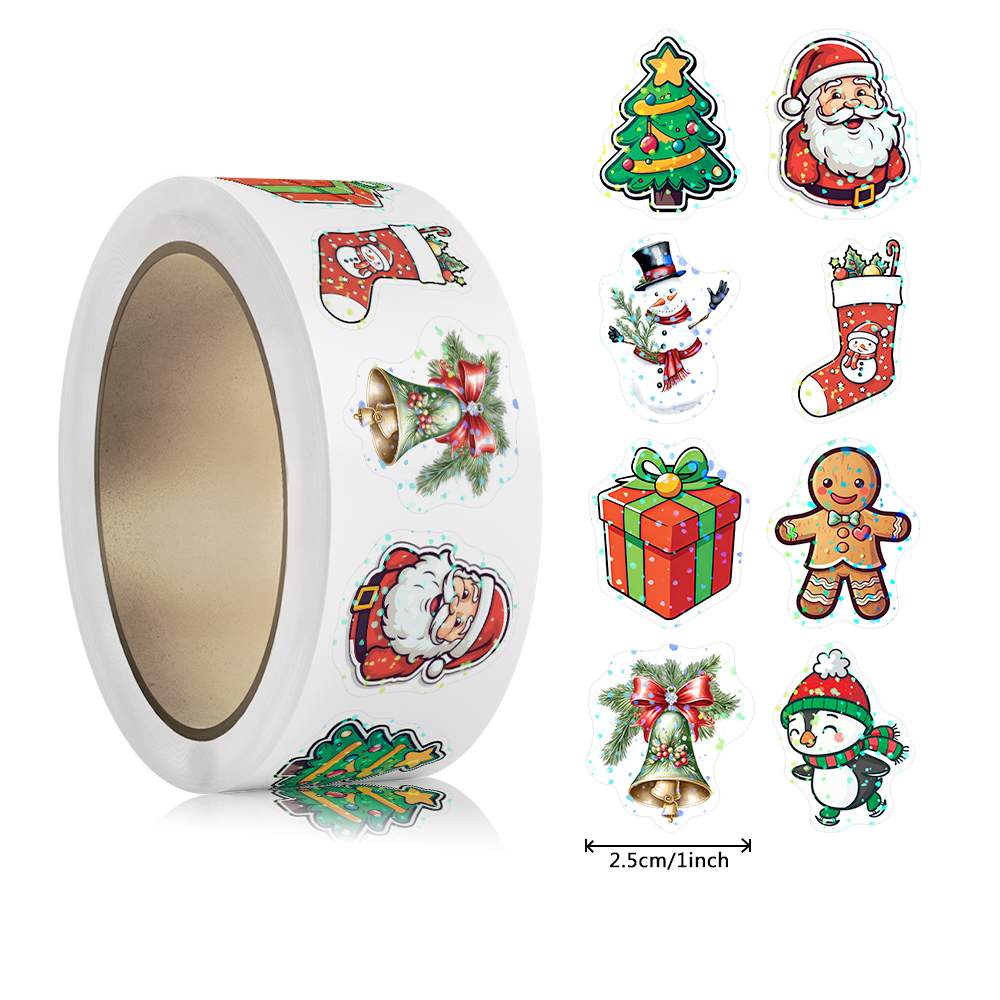 AliExpress 500pcs Laser Cartoon Christmas Stickers Christmas Gift Wrapping Label Sticker Reward Stickers Scrapbook Stationery,1"