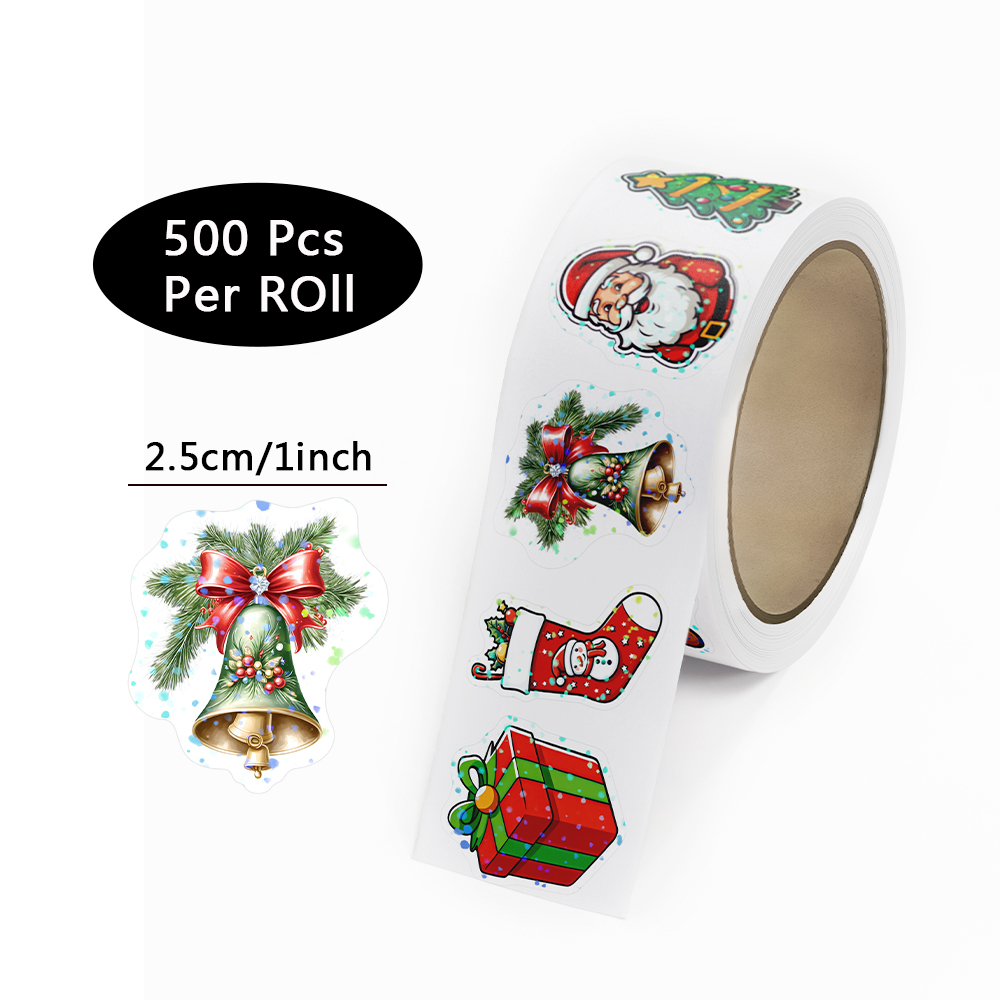 AliExpress 500pcs Laser Cartoon Christmas Stickers Christmas Gift Wrapping Label Sticker Reward Stickers Scrapbook Stationery,1", view 2