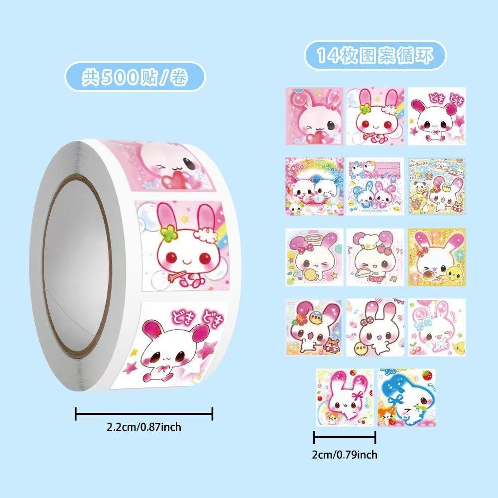 AliExpress 500pcs/Roll Cartoon Retro Cute Y2K Rabbit Sealing Stickers DIY PVC Laptop Decals Decoration Reward Gift Toy, view 2