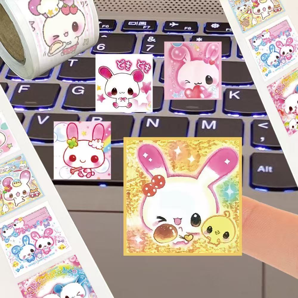 AliExpress 500pcs/Roll Cartoon Retro Cute Y2K Rabbit Sealing Stickers DIY PVC Laptop Decals Decoration Reward Gift Toy, view 6
